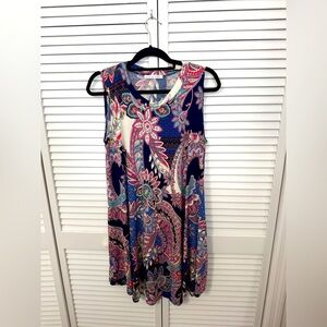 Sleeveless Paisley Print Dress Size L